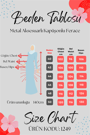 Metal Accessory Hooded Abaya - BLACK